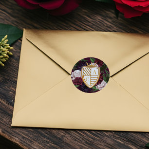 Royal Muse Medieval Fantasy Wappen & Floral Weddin Runder Aufkleber