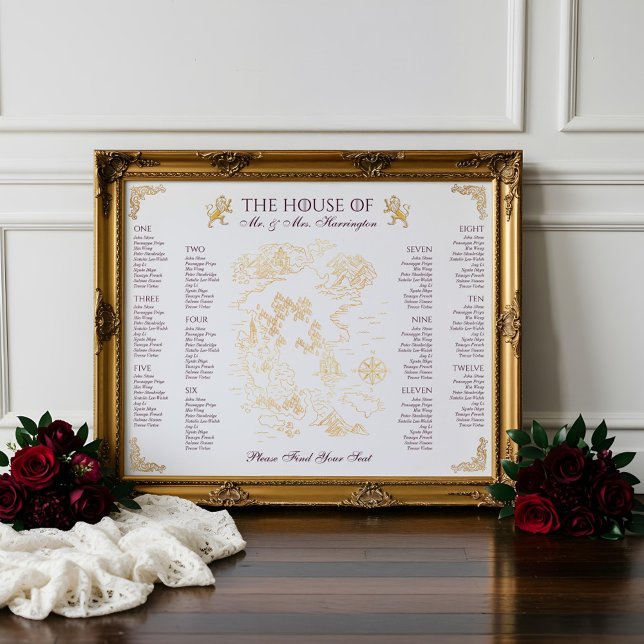 Royal Muse Mittelalterliche Fantasie Alte Weltkart Poster (Royal Muse Medieval Fantasy Old World Map Wedding Poster)