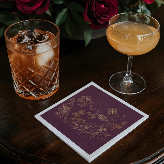 Royal Muse Mittelalterliche Fantasie Alte Weltkart Serviette (Royal Muse Medieval Fantasy Old World Map Wedding Napkins)