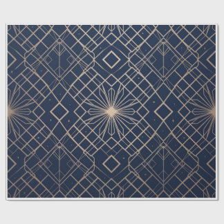 Royal Navy Blau und Gold Art Deco Geometrisch Naht Geschenkpapier