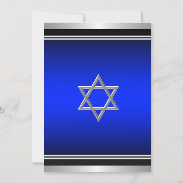 Royal Navy Blue Bar Mitzvah Einladung (Vorderseite)