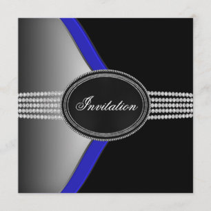 Royal Navy Blue Black Diamond Black Krawatte Party Einladung