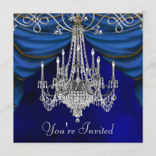 Royal Navy Blue Chandelier Party Einladungen