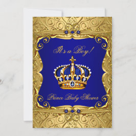 Royal Navy Blue Gold Crown Baby Dusche Einladung