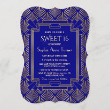 Royal Navy Blue Gold Great Gatsby Art Dec SWEET 16