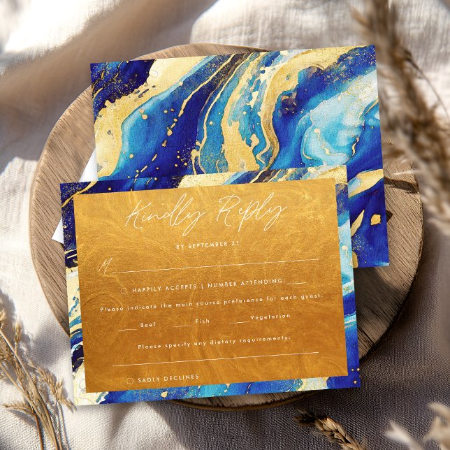 Royal Navy Blue Gold Kindly Antwort Hochzeit (Von Creator hochgeladen)