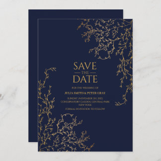 Royal Navy-Blue & Gold Save the Date Hochzeit Einladung