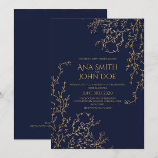 Royal Navy-Blue & Gold Wedding Einladung