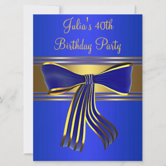 Royal Navy Blue Gold Womans 40. Geburtstag Party Einladung