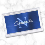 Royal Navy Blue Imitats Metallic Foil Monogram Visitenkarten Dose<br><div class="desc">Erstellen Sie Ihre eigene hellblau-weiß mit Monogramm moderne minimalistische Visitenkarten-Gehäuse. Moderne Monoline-Schrift für ihren Namen über einen eher klassischen Schriftart in Monogramm. Im Hintergrund befindet sich eine rot-blaue und marinebrosa Imitat-Folie,  die wie ein Foto gedruckt wird.</div>