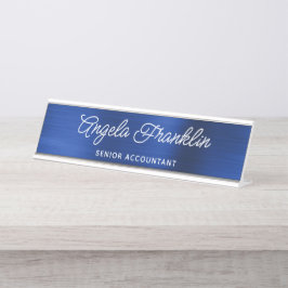 Royal Navy Blue Imitats Metallic Foil Schreibtischnamensplakette