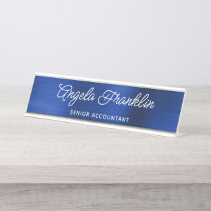 Royal Navy Blue Imitats Metallic Foil Schreibtischnamensplakette
