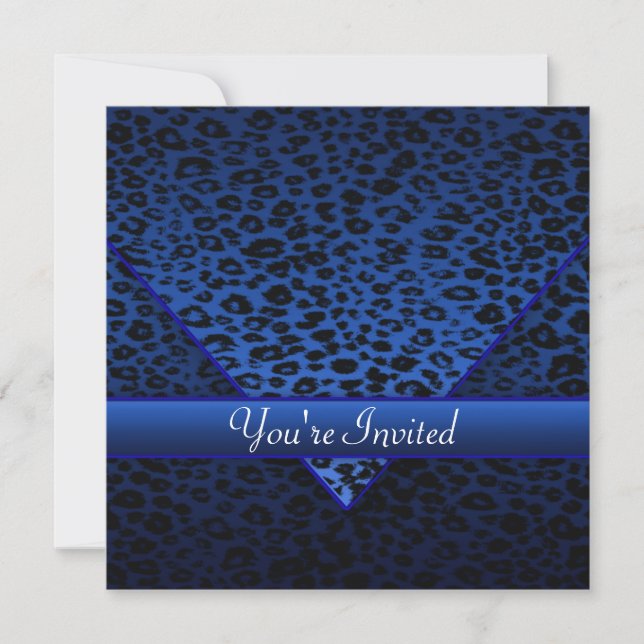 Royal Navy Blue Leopard Party Einladung (Vorderseite)