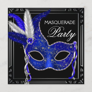 Royal Navy Blue Mask Masquerade Party Einladung