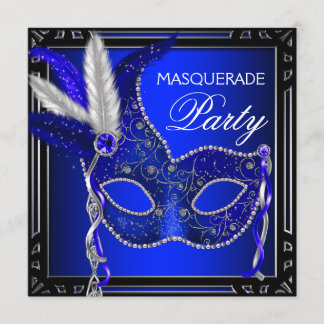 Royal Navy Blue Mask Masquerade Party Einladung