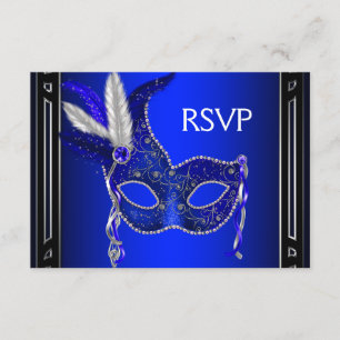 Royal Navy Blue Mask Masquerade Party UAWG RSVP Karte
