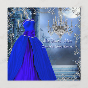 Royal Navy Blue Quinceanera Einladung