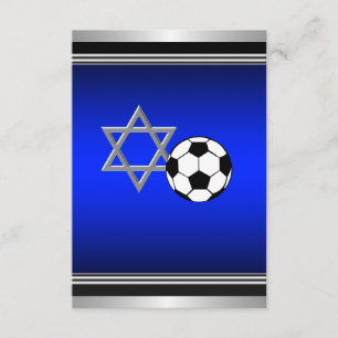 Royal Navy Blue Soccer Thema Bar Mitzvah Karte