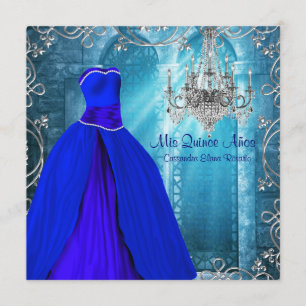 Royal Navy Blue White Quinceanera Einladung