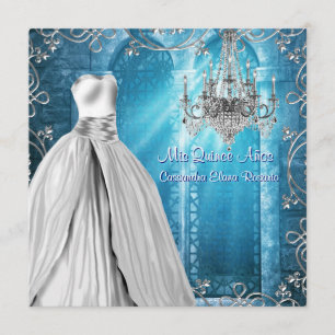 Royal Navy Blue White Quinceanera Einladung