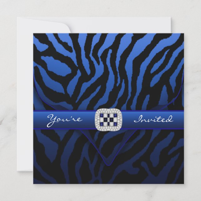 Royal Navy Blue Zebra Party Einladung (Vorderseite)