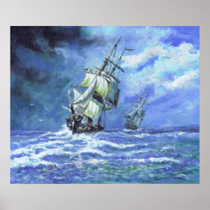 Royal Navy Fregatten blockieren französische Küste Poster