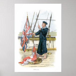 Royal Navy Sailor Signaling Poster
