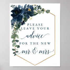 Royal Navy Wedding Sign Advice für Mr & Mrs. Poster