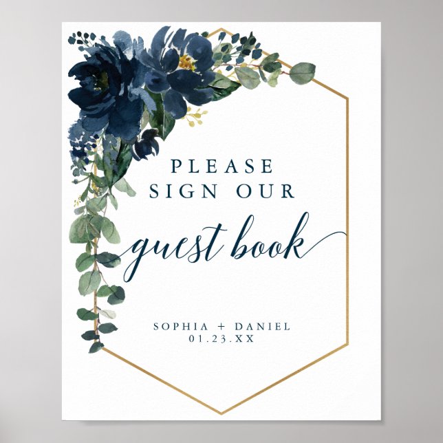 Royal Navy Wedding Sign Guest Book Poster (Vorne)