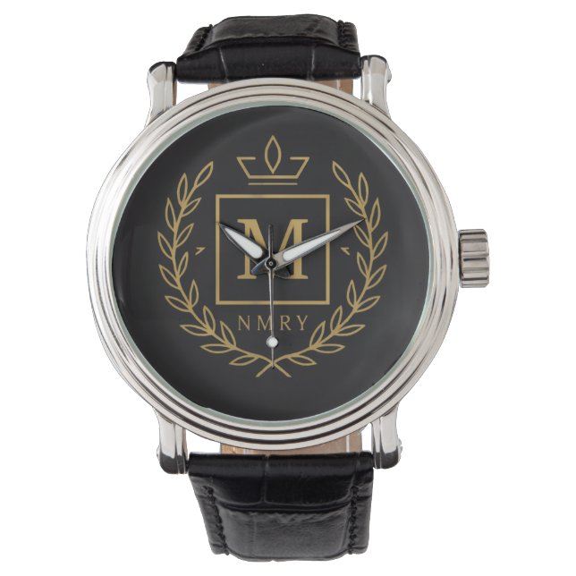 "Royal NMKY Emblem – Monogram M Crest Design" Armbanduhr (Vorderseite)