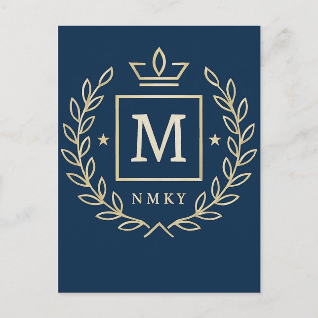 "Royal NMKY Emblem – Monogram M Crest Design" Einladungspostkarte (Vorderseite)