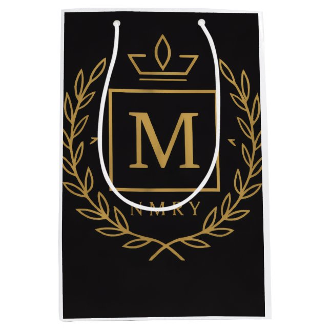 "Royal NMKY Emblem – Monogram M Crest Design" Mittlere Geschenktüte (Vorderseite)
