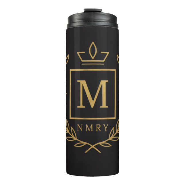 "Royal NMKY Emblem – Monogram M Crest Design" Thermosbecher (Vorderseite)