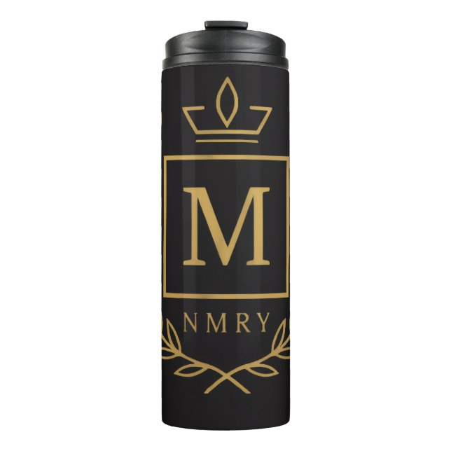 "Royal NMKY Emblem – Monogram M Crest Design" Thermosbecher (Vorderseite)