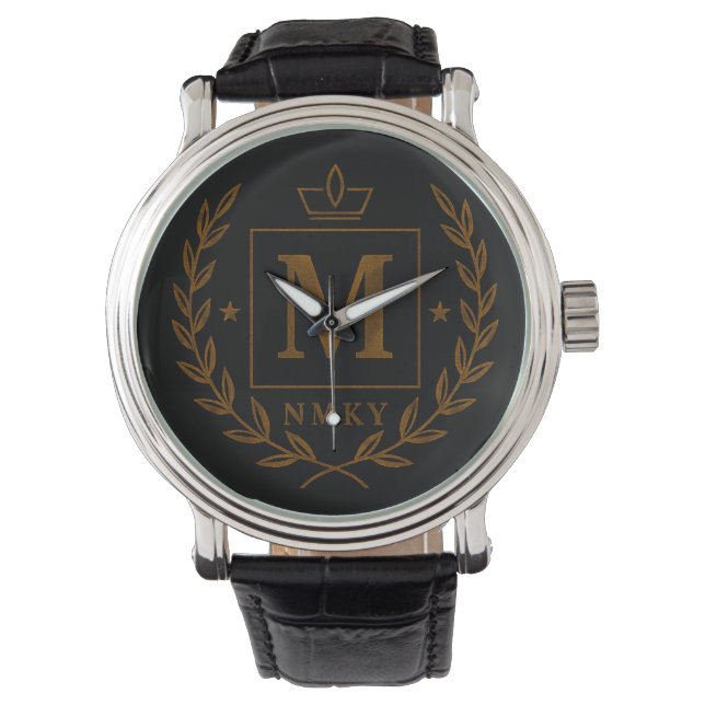 "Royal NMKY-Emblem – Monogramm-M-Wappen-Design" Armbanduhr (Vorderseite)