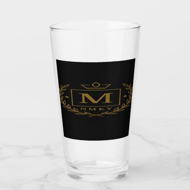 "Royal NMKY-Emblem – Monogramm-M-Wappen-Design" Glas (Vorderseite)