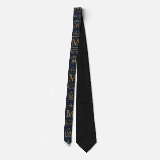 "Royal NMKY-Emblem – Monogramm-M-Wappen-Design" Krawatte (Rückseite)