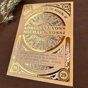 Royal Nouveau: Echte Goldfolie-Hochzeitseinladung Folieneinladung