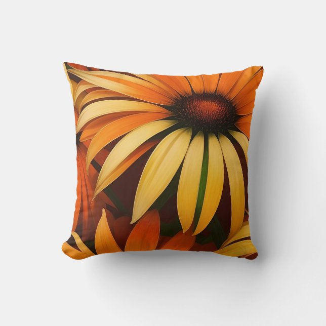 Royal Orange Coneflowers Kissen (Vorderseite)