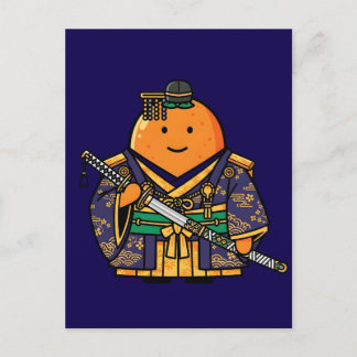Royal Orange Samurai Officer Japanese Kimono Postkarte