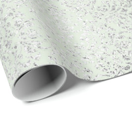 Royal Ornament Damask Mint Green Silver Vip Geschenkpapier