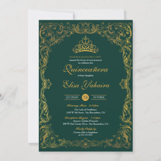 Royal Ornament Emerald Green Extravagant Elegante Einladung