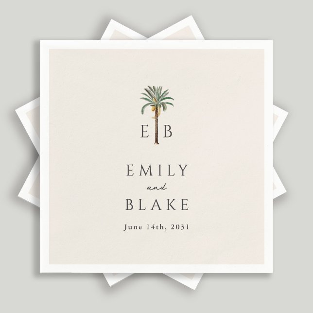 Royal Palm Logo Elegant Tropical Monogram Wedding Serviette (Von Creator hochgeladen)
