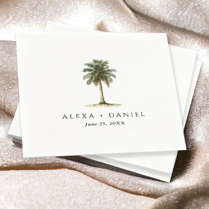 Royal Palm Tree Tropical Wedding Serviette