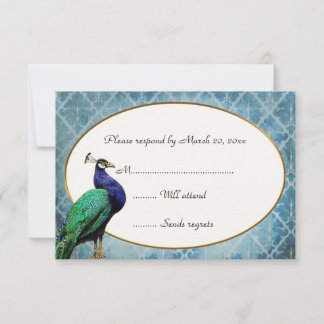 Royal Peacock Blue RSVP Card Karte