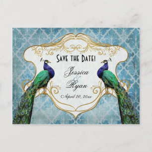 Royal Peacock Blue Save-the-Date-Postkarte Ankündigungspostkarte