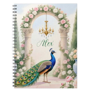 "Royal Peacock Garden" Personalized Spiral Noteboo Notizblock