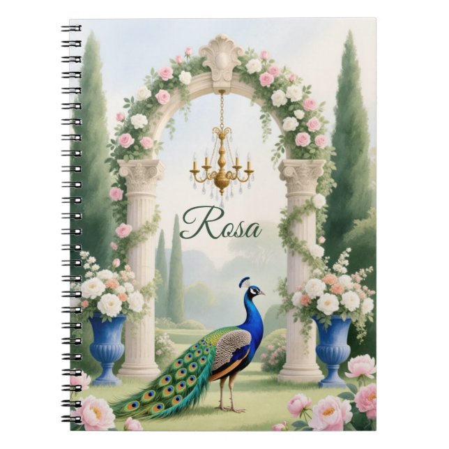 "Royal Peacock Garden"Personalized Spiral Notebook Notizblock (Vorderseite)