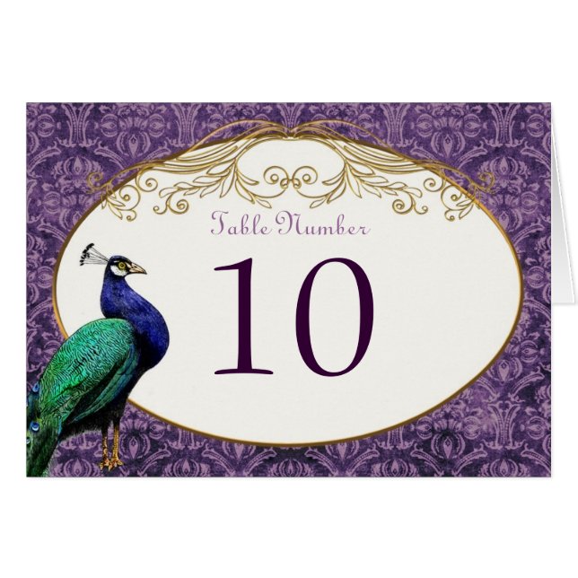 Royal Peacock (Lila Tischnummer Card) (Vorderseite (Horizontal))