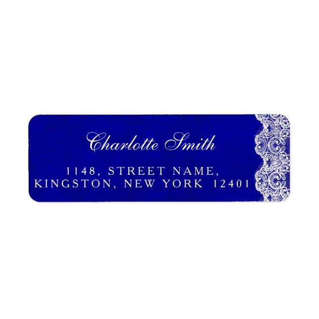 Royal Personalisiert Cobalt Lace Address Labels (Vorne)